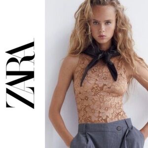 Zara Lace Bodysuit in Tan